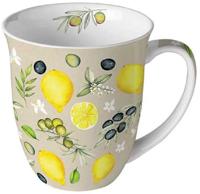 Citromos olivás porcelán bögre Olives and lemon