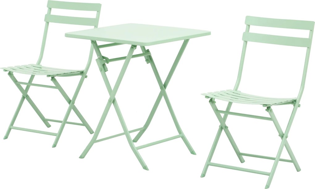 Outsunny összecsukható bistro kertiszett - négyzetasztal mérete: 60L x 60W x 71H cm 2 székkel - zöld, vízálló, porfestett fém | Aosom