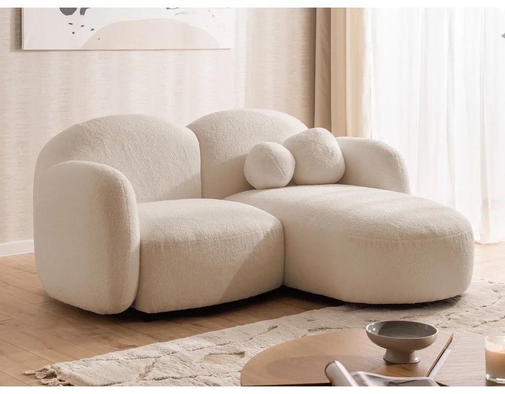 Világosbarna buklé sarokkanapé (jobb oldali-heverő résszel) Orbit – Ropez