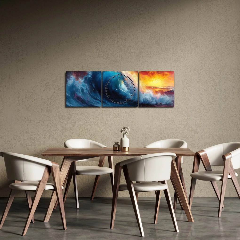 Kép - Hullám a naplementében (órával) (90x30 cm)