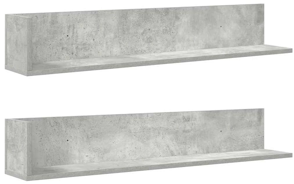 2 db betonszürke szerelt fa fali polc 100 x 16,5 x 16,5 cm