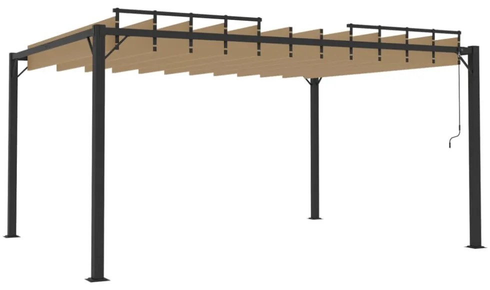 tópszínű szövet és alumínium pavilon lamellás tetővel 3 x 4 m