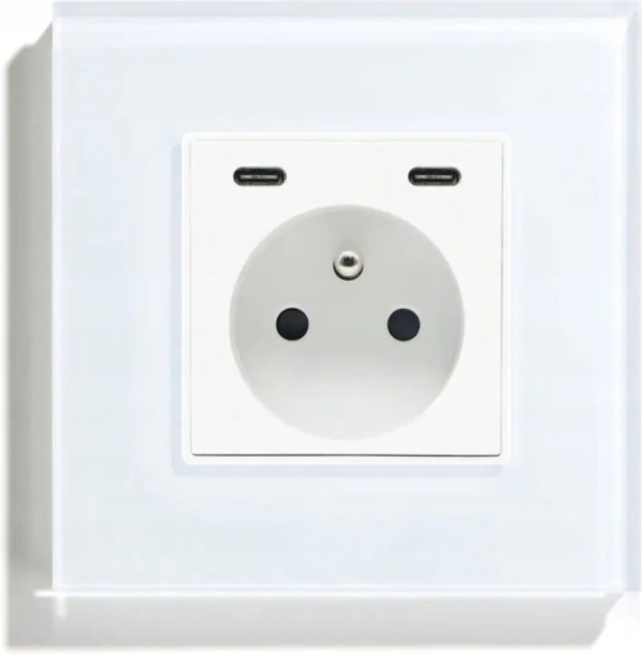 Üveg Aljzat Szimpla Usb C+C Quick Charge 20W Qc 4A Kontakt 16A