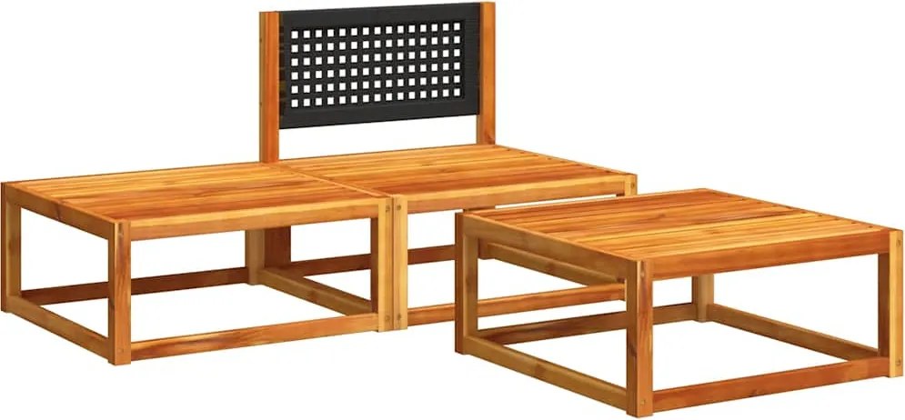 3 részes kerti kanapégarnitúra párnákkal, akácfa és rattan