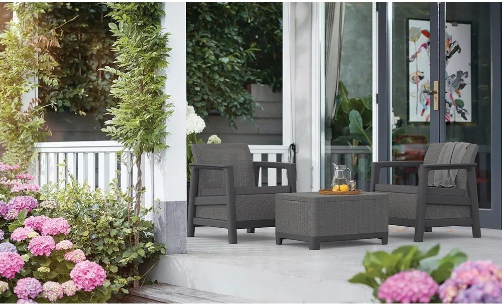 Szürke műanyag kerti fotel szett 2 db-os Scandi Linea – Keter