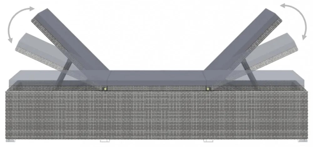 3 részes szürke polyrattan kerti napozóágy szett asztallal