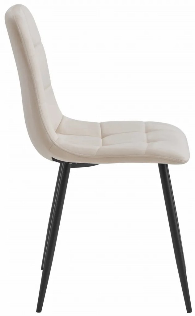 Bézs bársony szék KARA fekete lábakkal