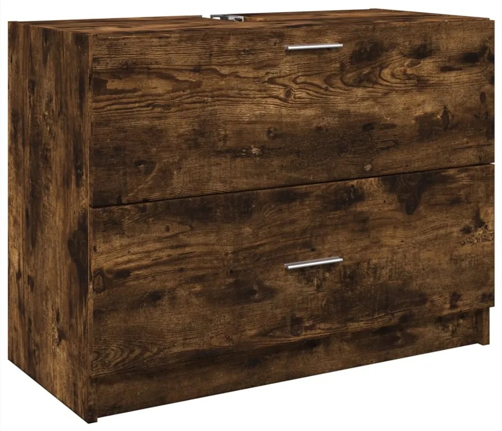 Füstös tölgy színű szerelt fa mosdószekrény 78 x 37 x 59 cm