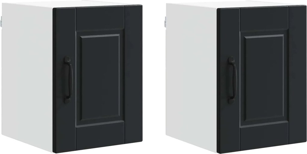 vidaXL Konyhaszekrény polcokkal 2 pcs Fekete 30 x 31 x 40 cm Faanyag