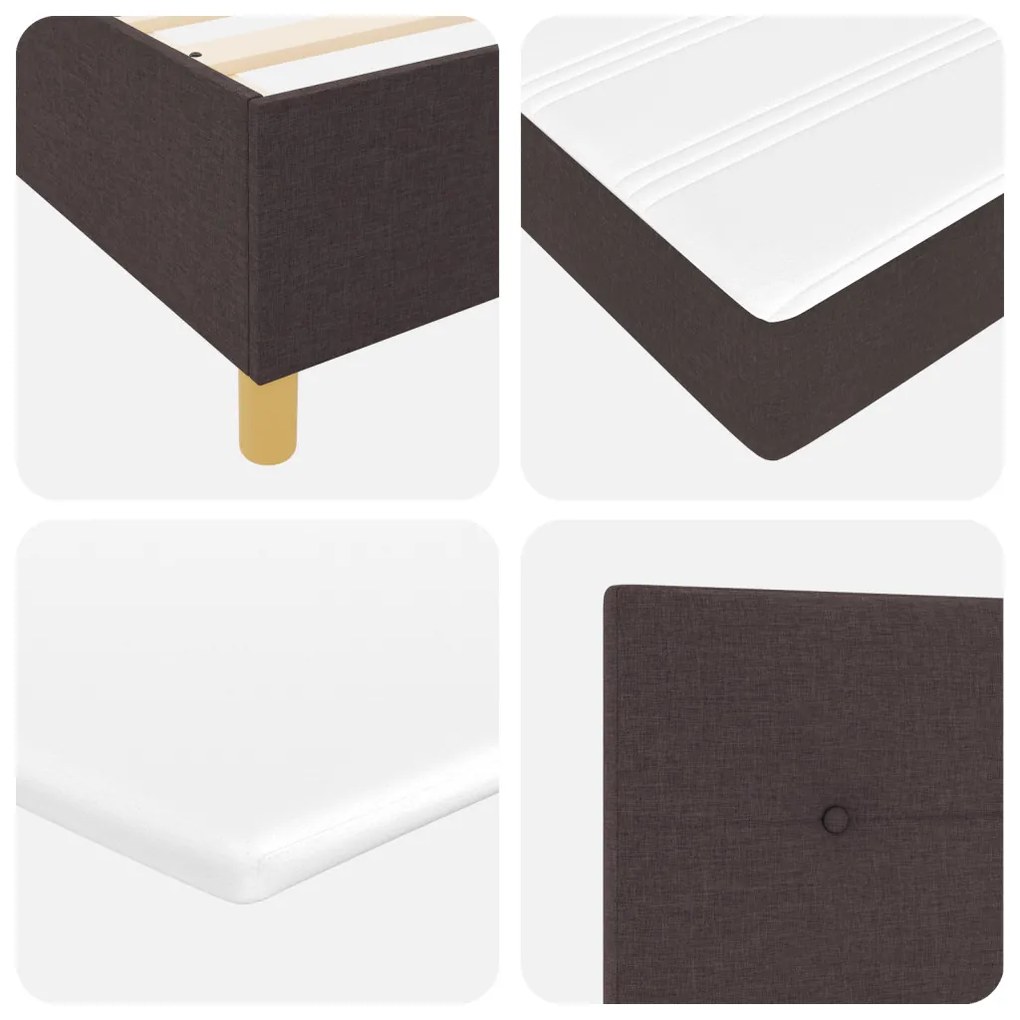 Boxspring Ágy Matrac + LED Sötétbarna 180x200 cm Szövet