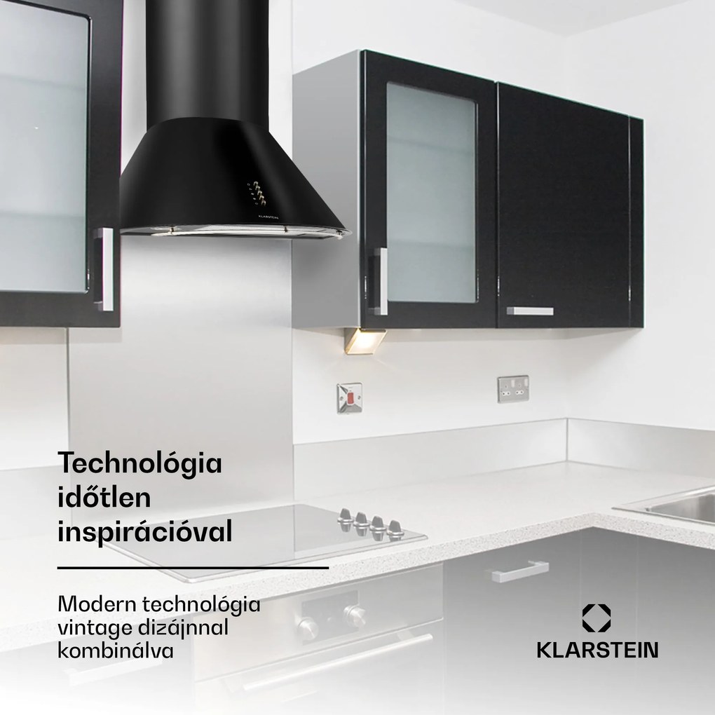 Klarstein Noir, retro kéményes páraelszívó, nemesacél, fekete