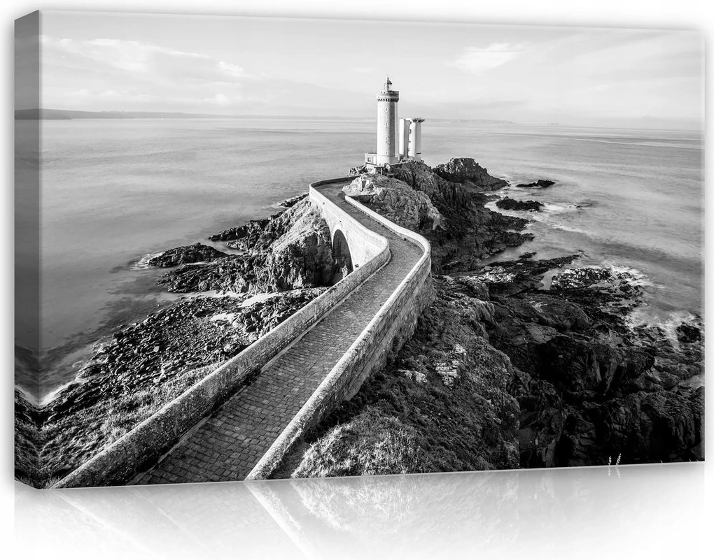 Vászonkép 60x40 Világítótorony tenger sziklák táj építészet nyugalom