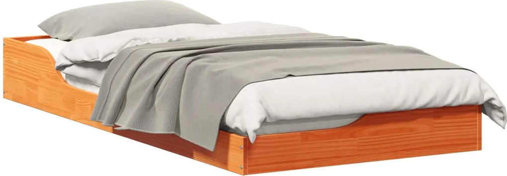 vidaXL Ágykeret Faggyú barna 90 x 190 cm Tömör fenyőfa