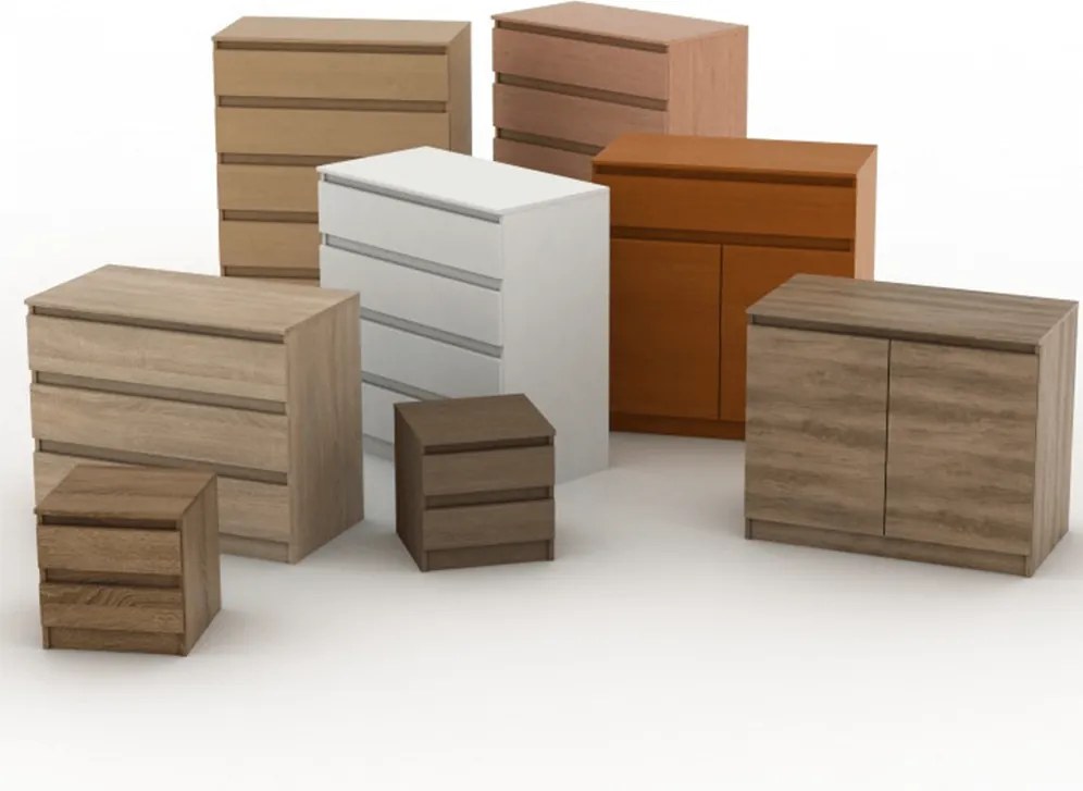 4 fiókos komód, tölgy sonoma, HANY NEW 009