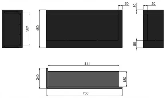 InFire - Sarok BIO kandalló 45x90 cm 3kW fekete
