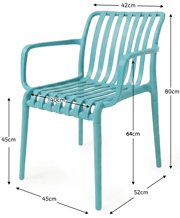 Műanyag TREGO szék karfákkal, kék