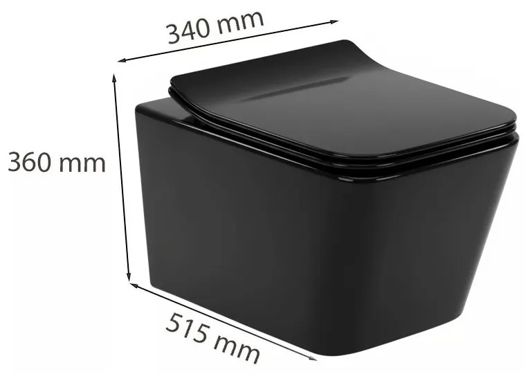 Tina fali rimless WC soft close ülőkével fekete