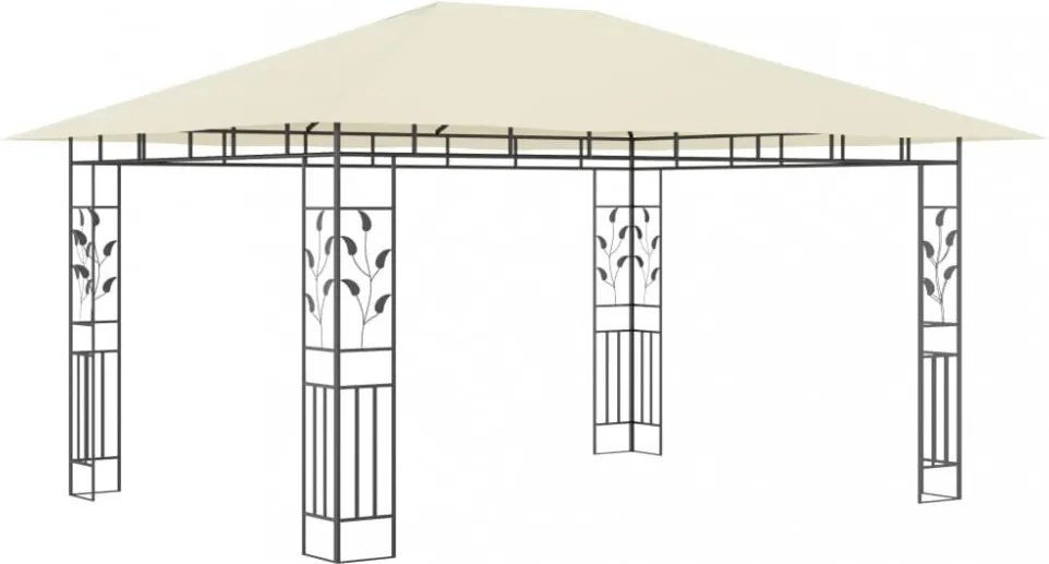 krémszínű pavilon szúnyoghálóval 4 x 3 x 2,73 m 180 g/m²