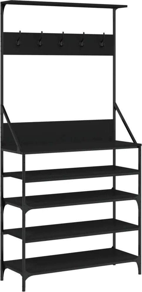 vidaXL fekete ruhafogas cipőpolccal 90x34x184 cm