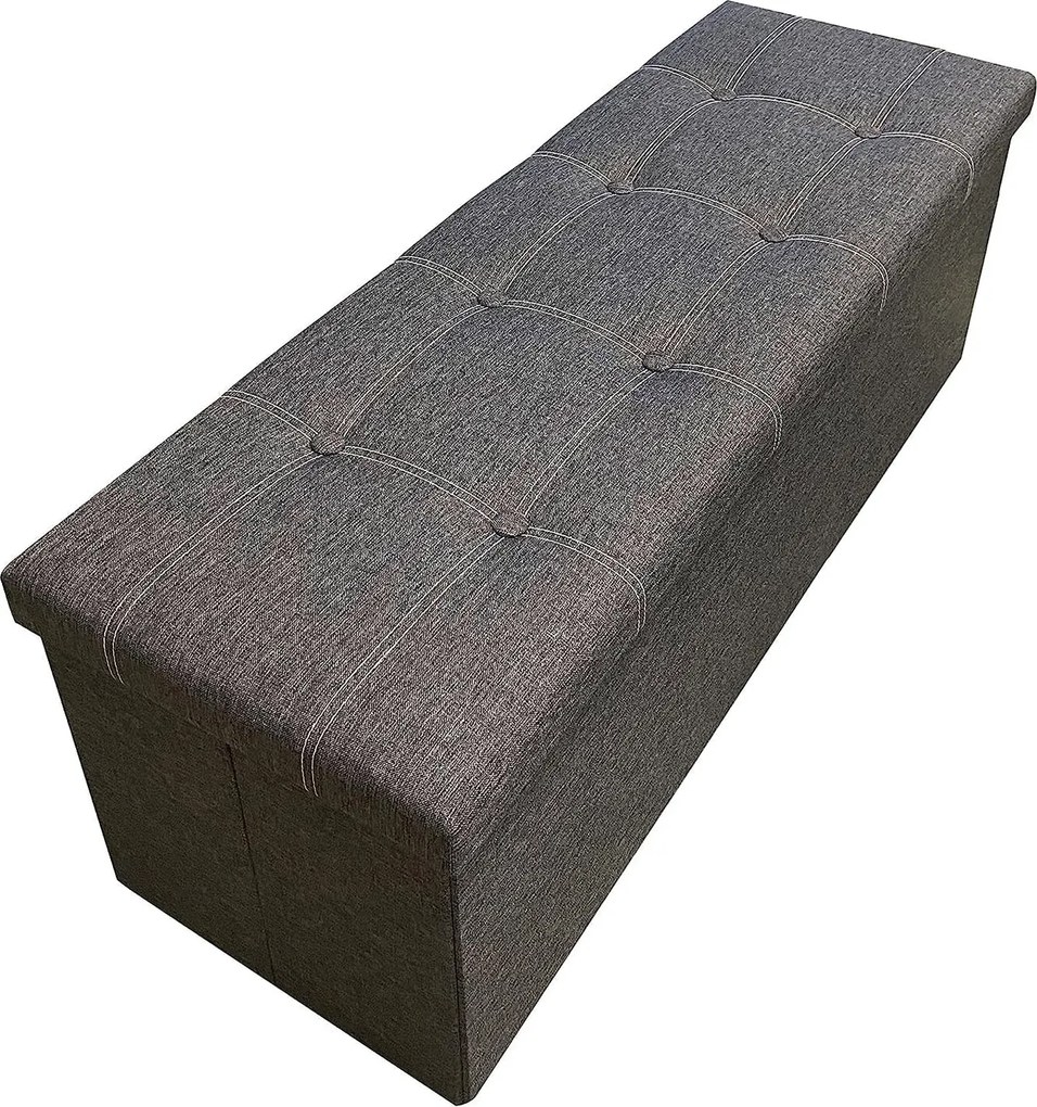 Puff, tároló pad összecsukható ülés ottomán 110x38x38 cm, sötétszürke