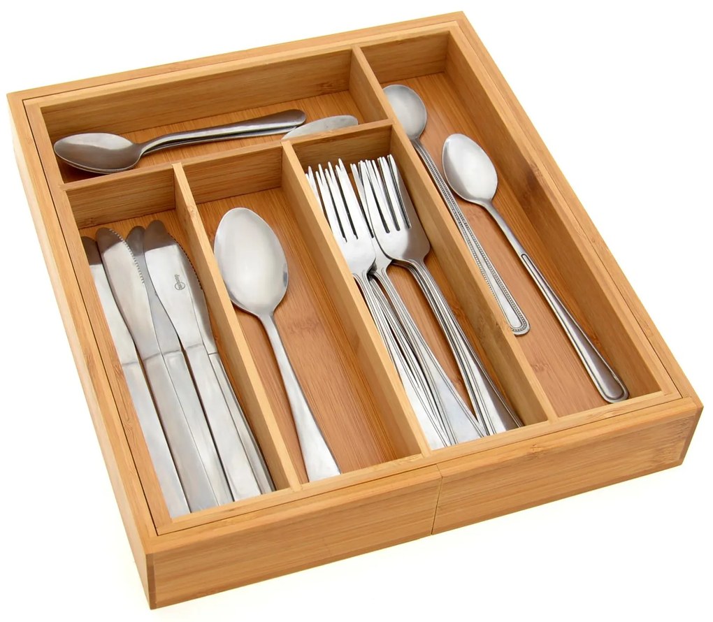 Bluegarden, bambusz fiókos evőeszköz-rendező, barna, HOM-00001