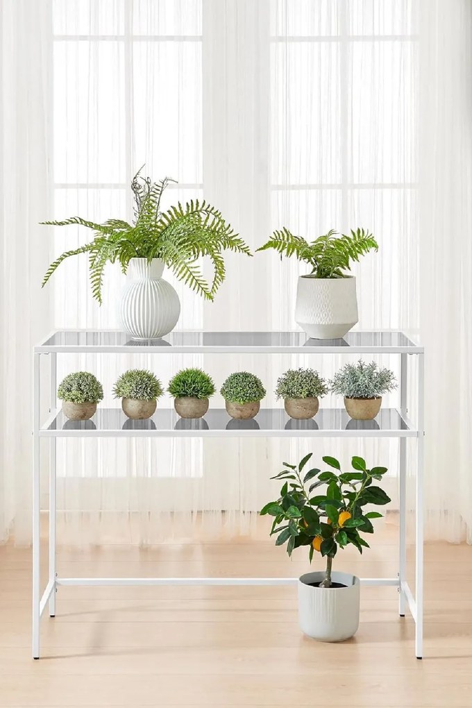 Üveg komód, fehér, 90 cm
