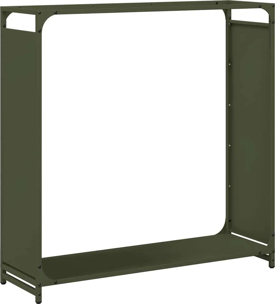 vidaXL olívazöld hidegen hengerelt acél tűzifatároló 90x28x90 cm