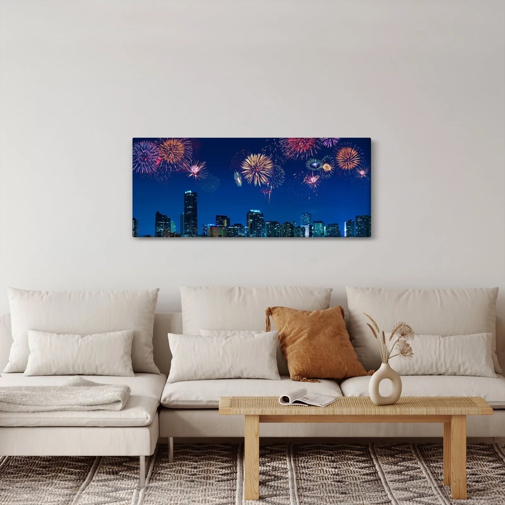 Kép - tűzijáték Miamiban (120x50 cm)