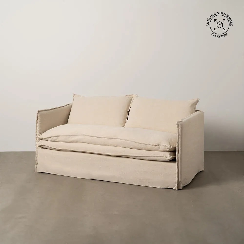 Krémszínű len kanapé 180 cm – Ixia