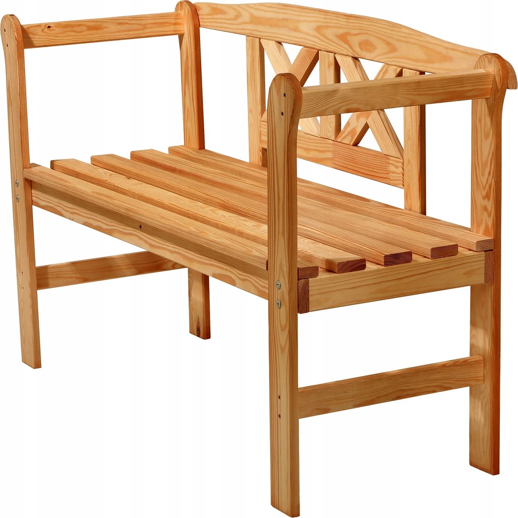 Fa Parki Kerti Pad Háttámlával 119 CM Terasz Kerti Tik