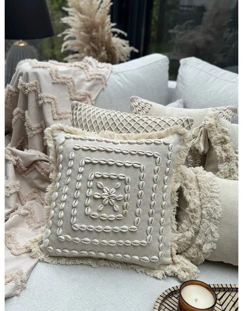 Pamut párnahuzat 43x43 cm Seashells – Mioli Decor