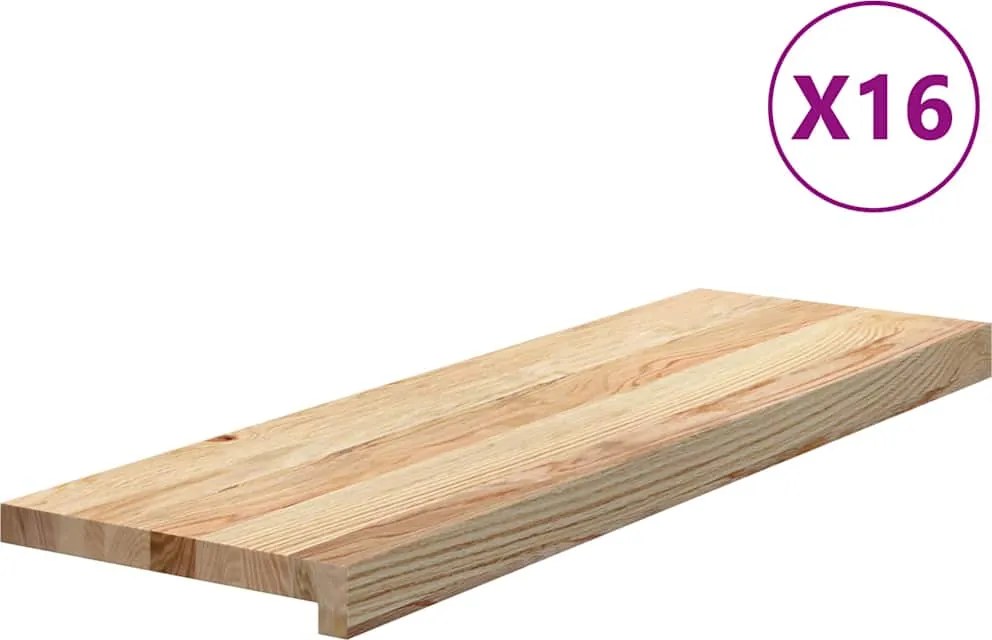 vidaXL 16 db tömör tölgyfa lépcsőfokok kezeletlen 80x25x2 cm