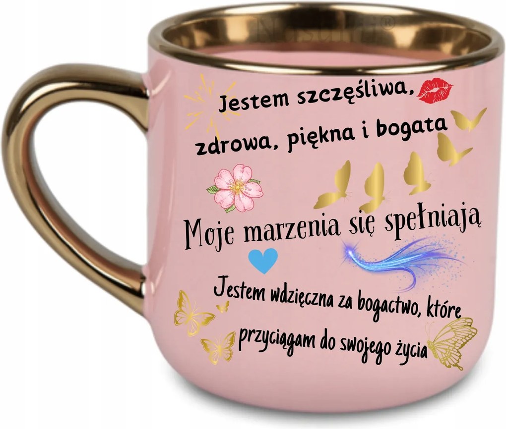 Elegáns bögre "Az én gazdagságom megerősítései" 400 Rózsaszín