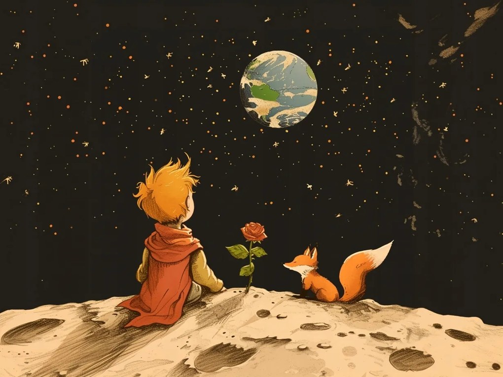 Canvas Vászonkép Gyerekek Kis Herceg Róka Bolygó Kozmosz 80x60