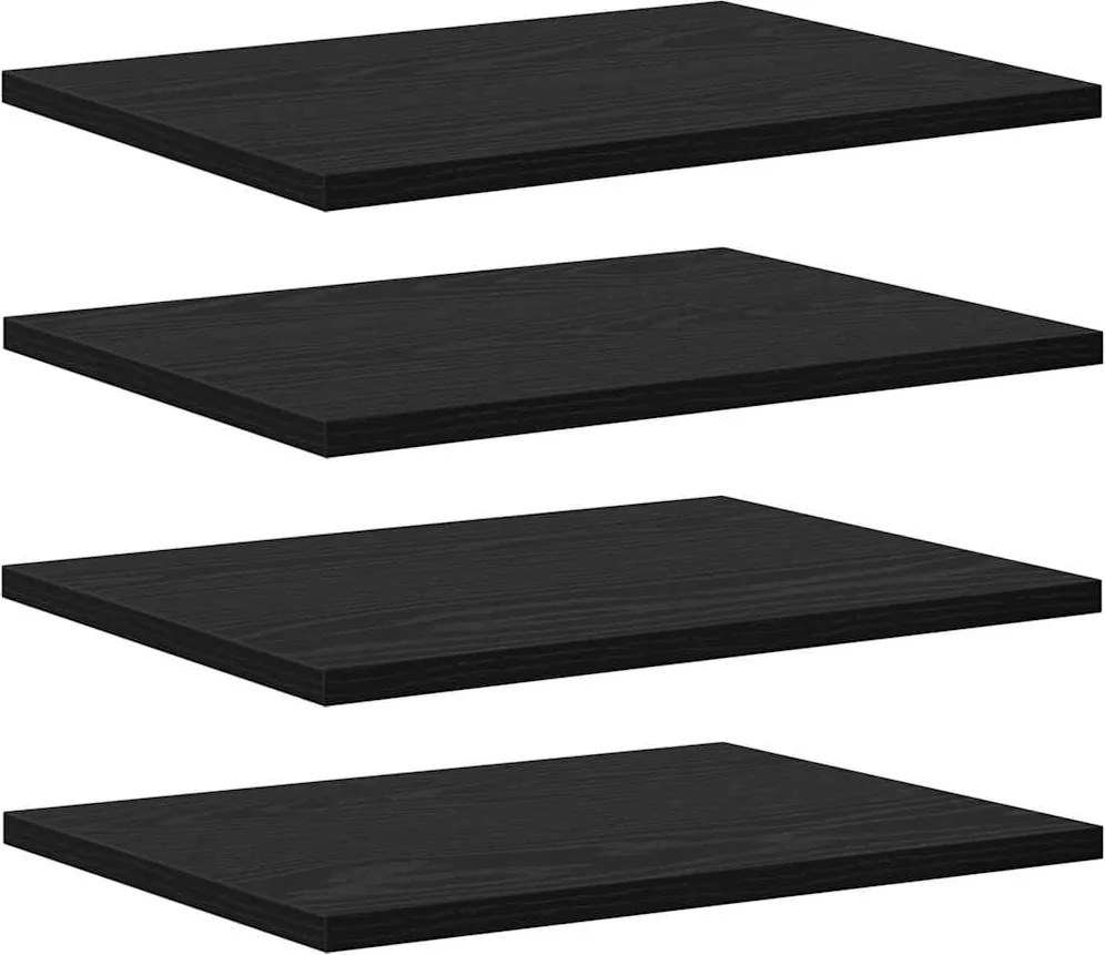 vidaXL Polcos könyvespolc 4 pcs Fekete 40 x 30 x 1,5 cm Faanyag