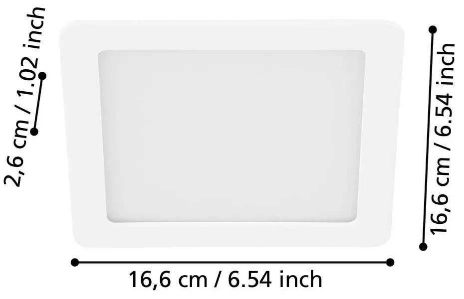 Fehér LED süllyesztett mennyezeti lámpa 17x17 cm FUEVA 5 – EGLO