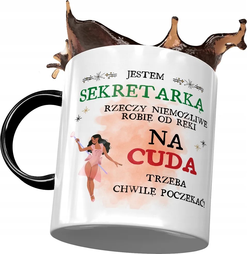 Fekete Titkárnő Bögre A Csodákra Várni kell Nyomtatott Fotóval