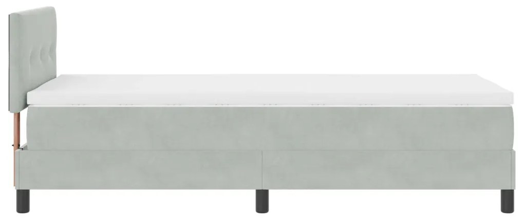 Boxspring Ágy Mattress-szel és LED Fénnyel Szürke 90x200 cm Bársony