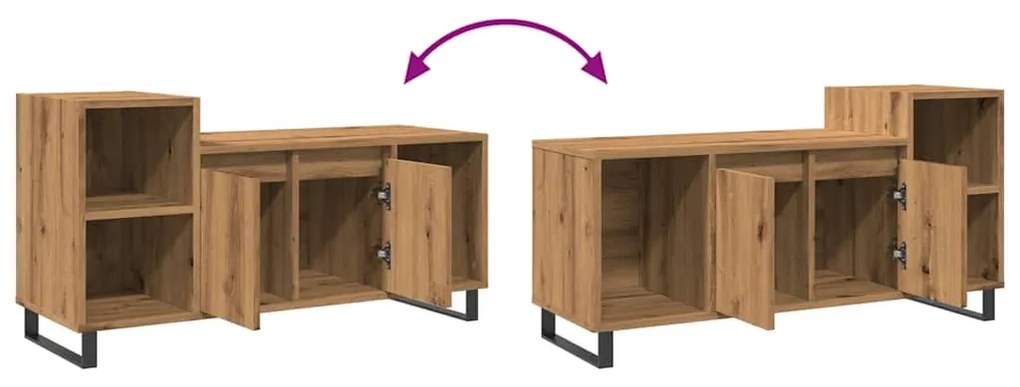 kézműves tölgy színű szerelt fa TV-szekrény 100x35x55 cm