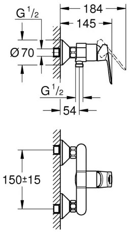 GROHE 23634000 - BAULOOP zuhanycsaptelep DN 15, fényes króm
