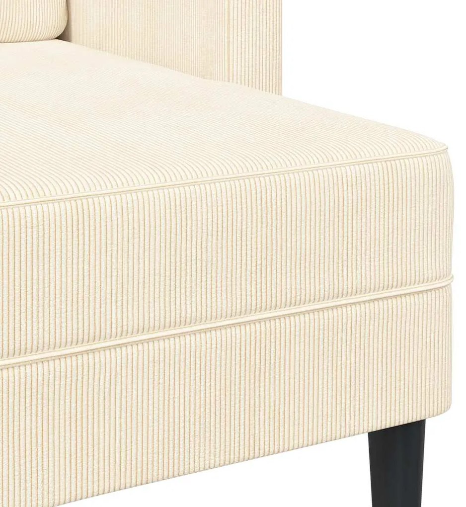krémszínű vászon 2 üléses kanapé L-alakú kanapéval 125 cm