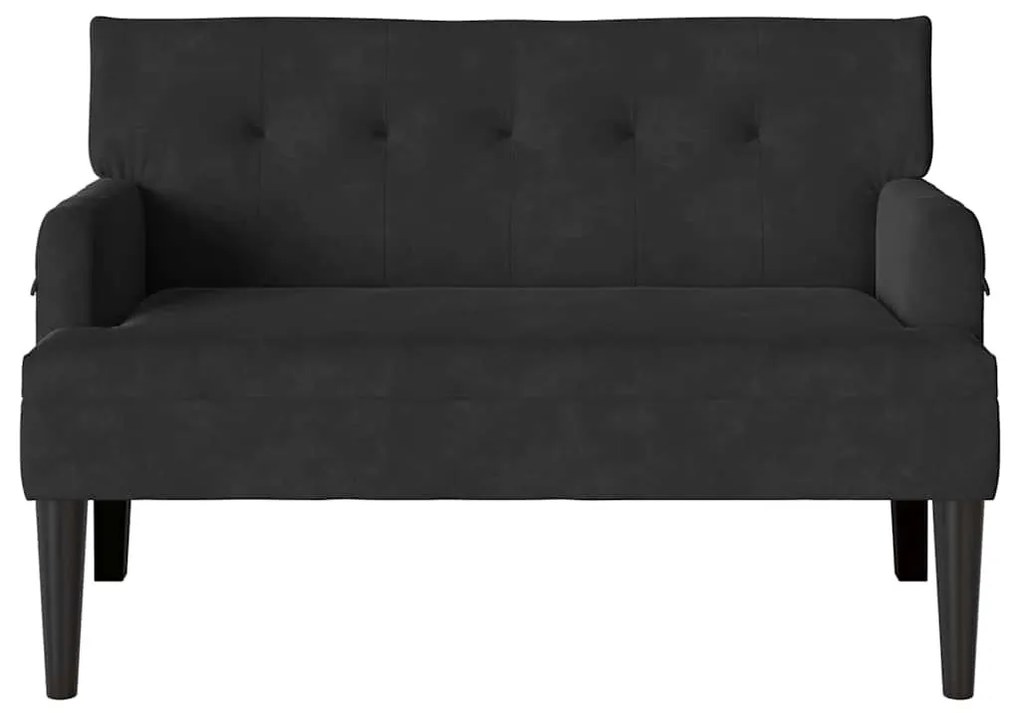 Chesterfield Pad Fekete 112 x 65,5 x 75 cm Bársony