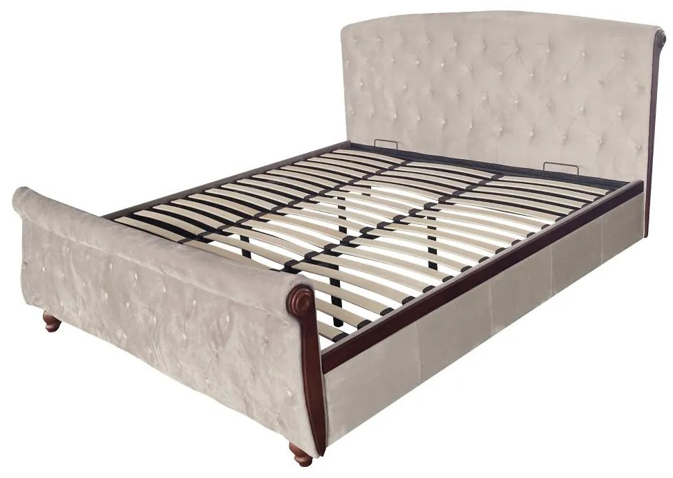 Franciaágy 180x200 cm Bretto (szürkésbarna taupe bársonyszövet). 1119489