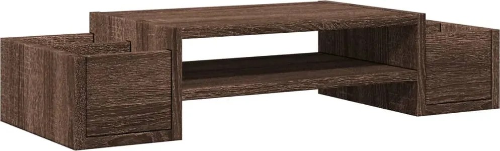 vidaXL barna tölgy szerelt fa monitorállvány tárolóval 70 x 27 x 15 cm