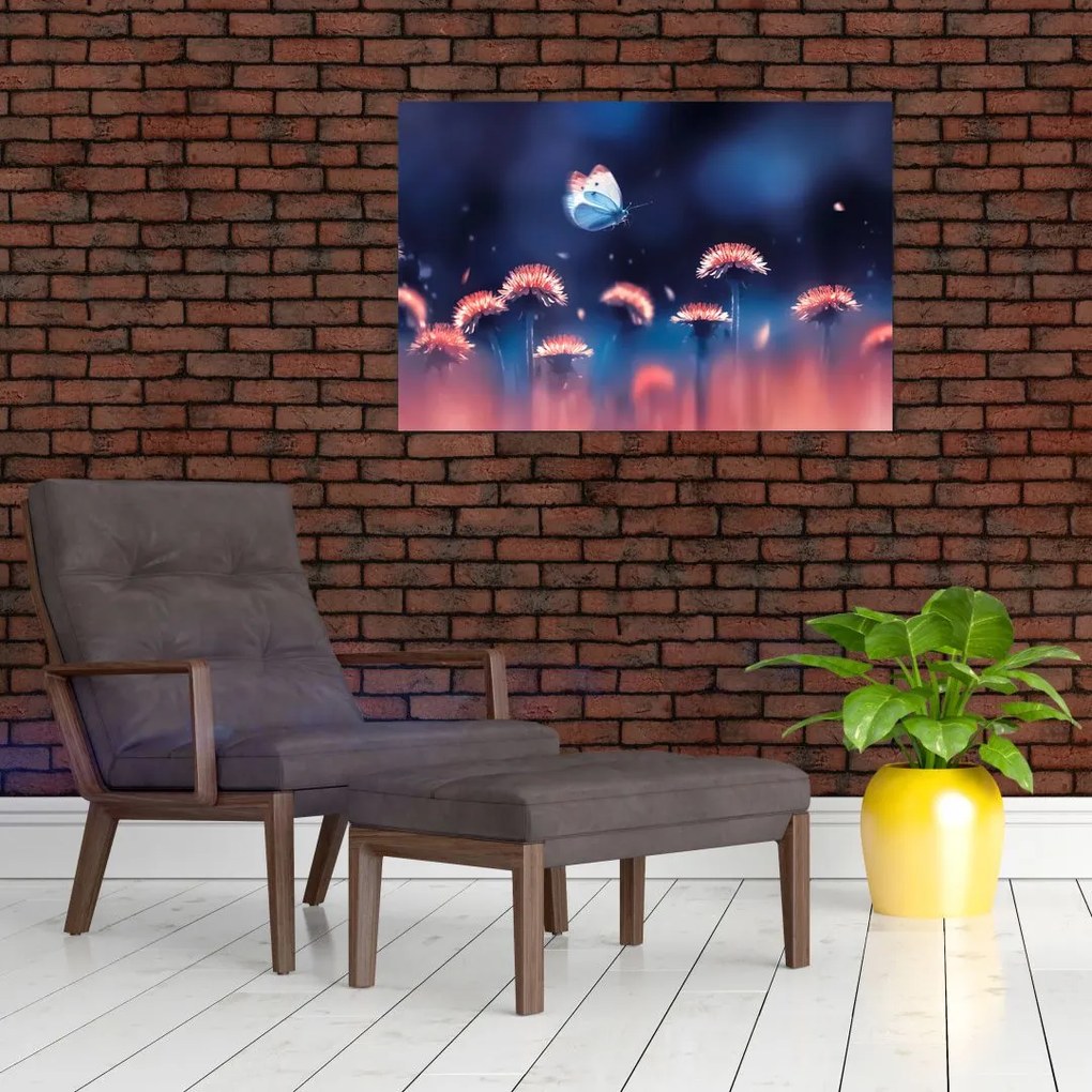 Pitypang képe kék pillangóval (90x60 cm)