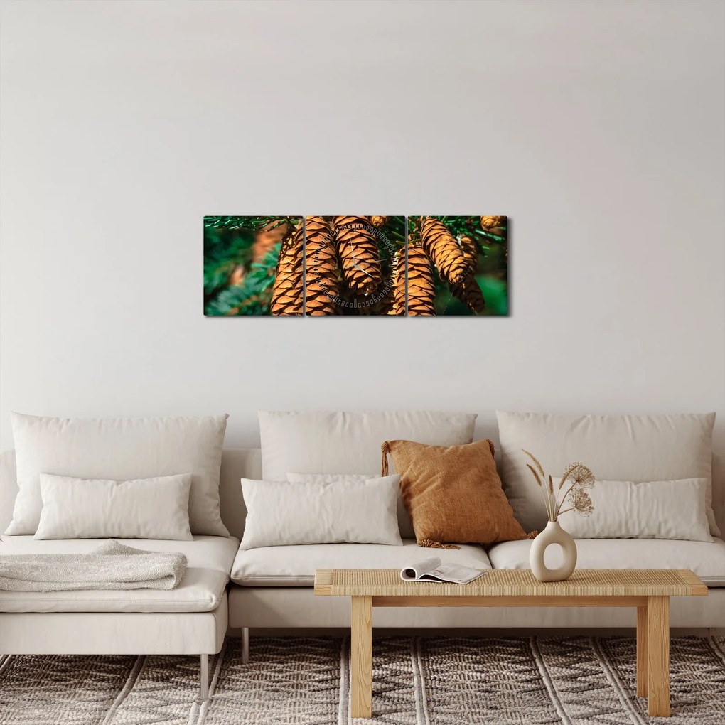 Fenyőtobozok képe (órával) (90x30 cm)