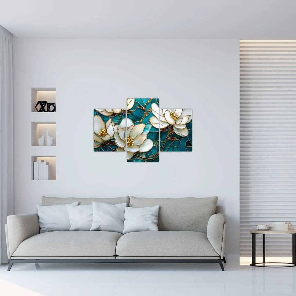 Kép - Ólomüveg magnóliával (90x60 cm)