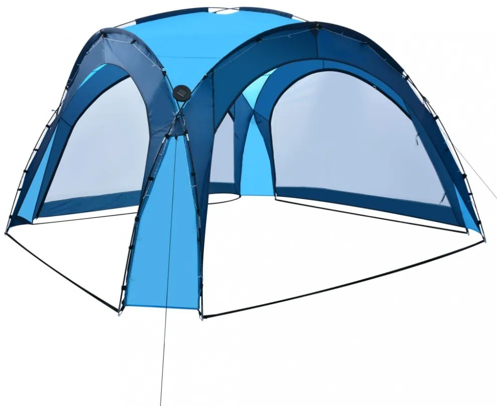 kék rendezvénysátor LED-del és 4 oldalfallal 3,6 x 3,6 x 2,3 m