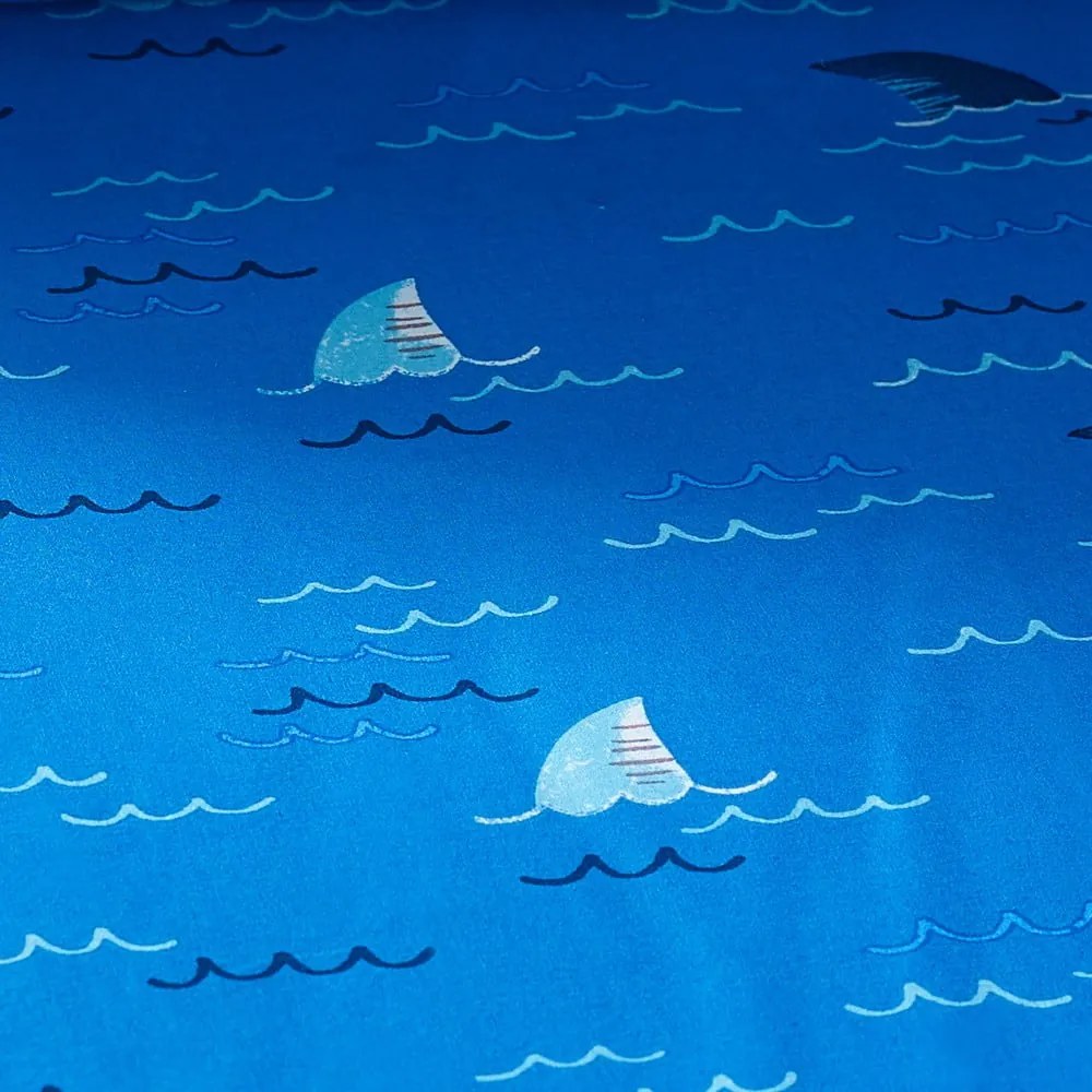 Kék gumis gyerek lepedő babaágyhoz 70x140 cm Jawsome Shark – Catherine Lansfield