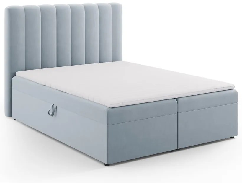 Világoskék boxspring ágy tárolóhellyel 160x200 cm Gina – Milo Casa